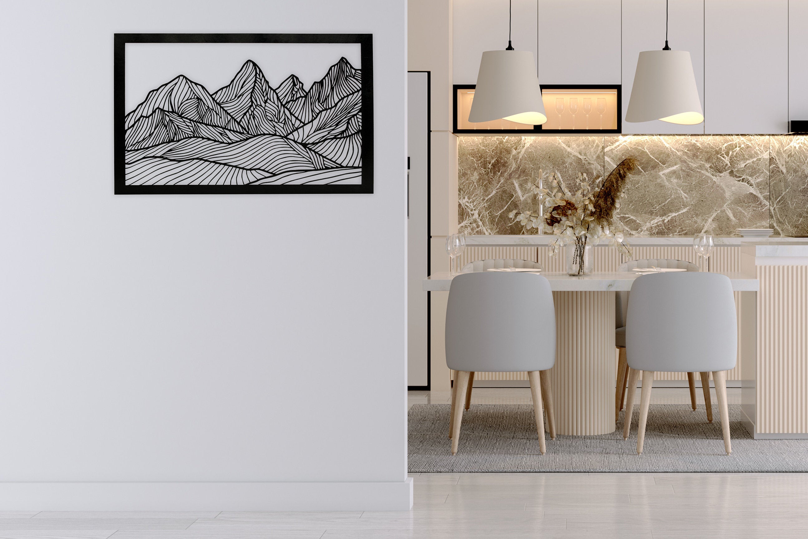 Mountain Silhouette Wall Decor - Laser Cut Wood Art Piece