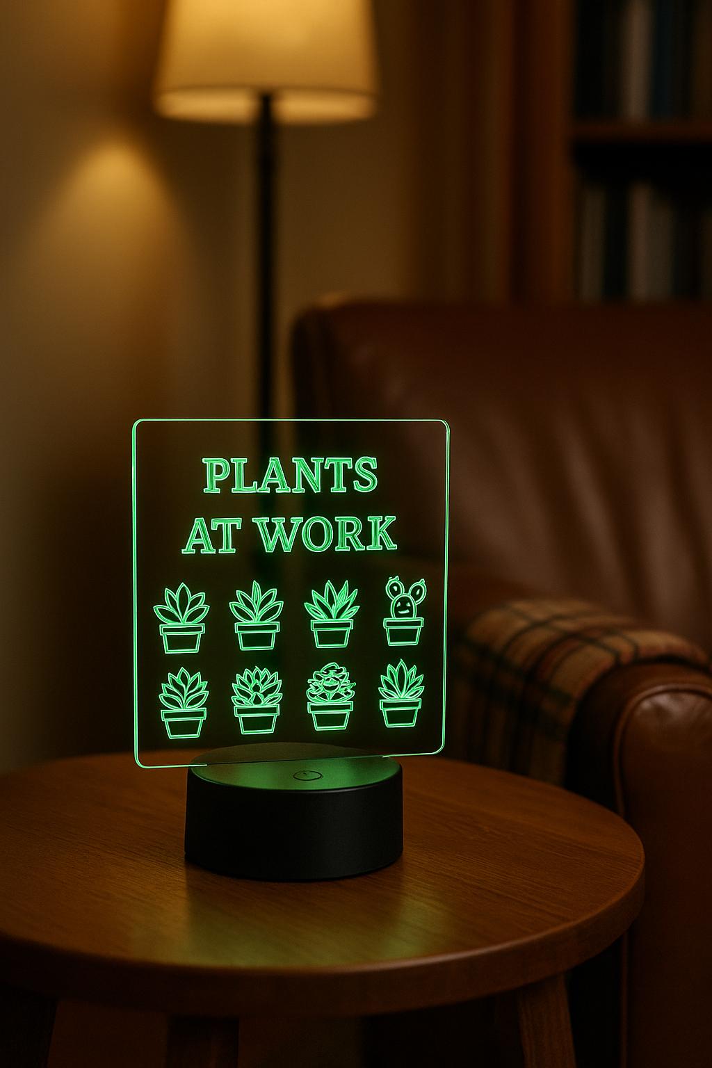 Plants at Work Acrylic LED Sign: Plant Lover Desk Light