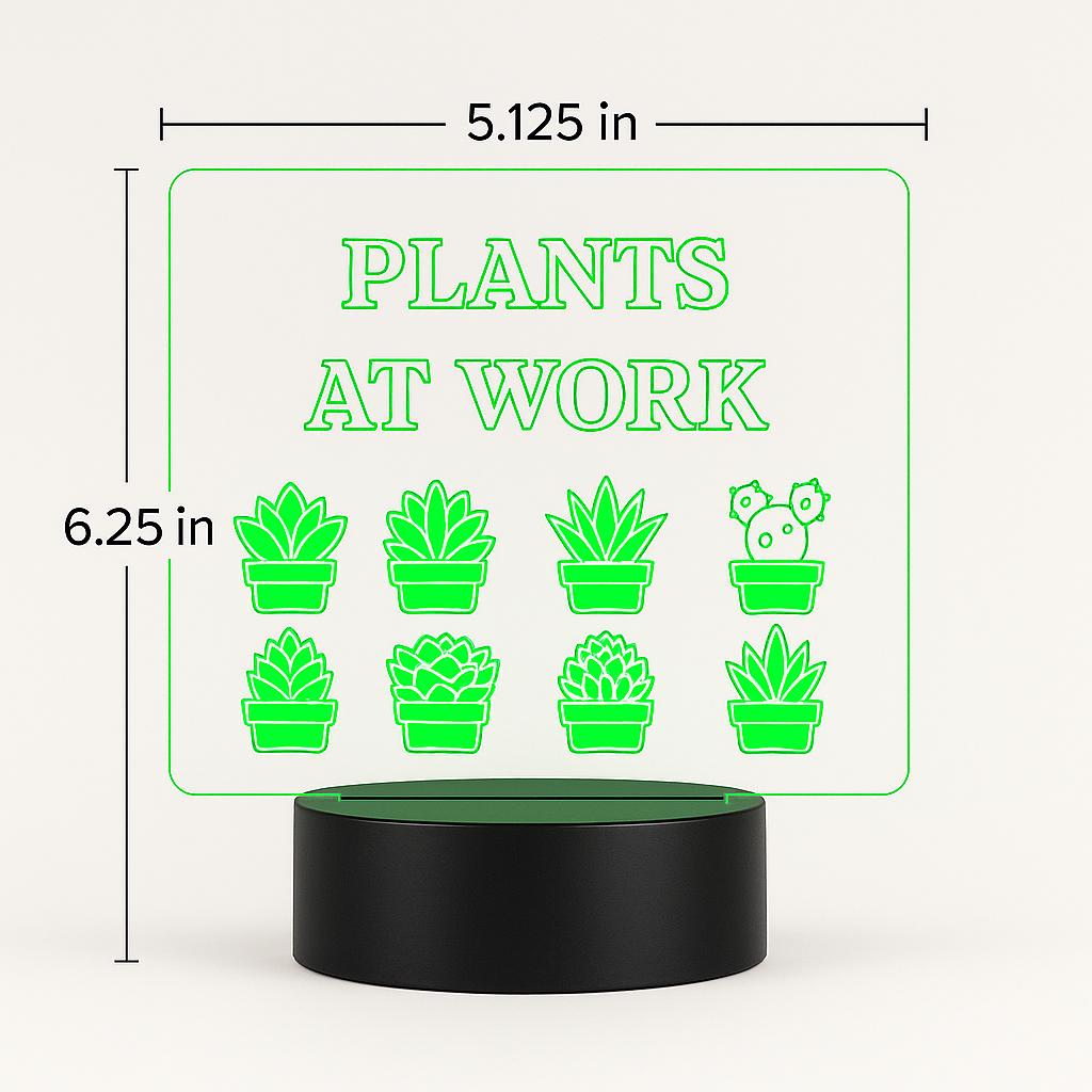 Plants at Work Acrylic LED Sign: Plant Lover Desk Light
