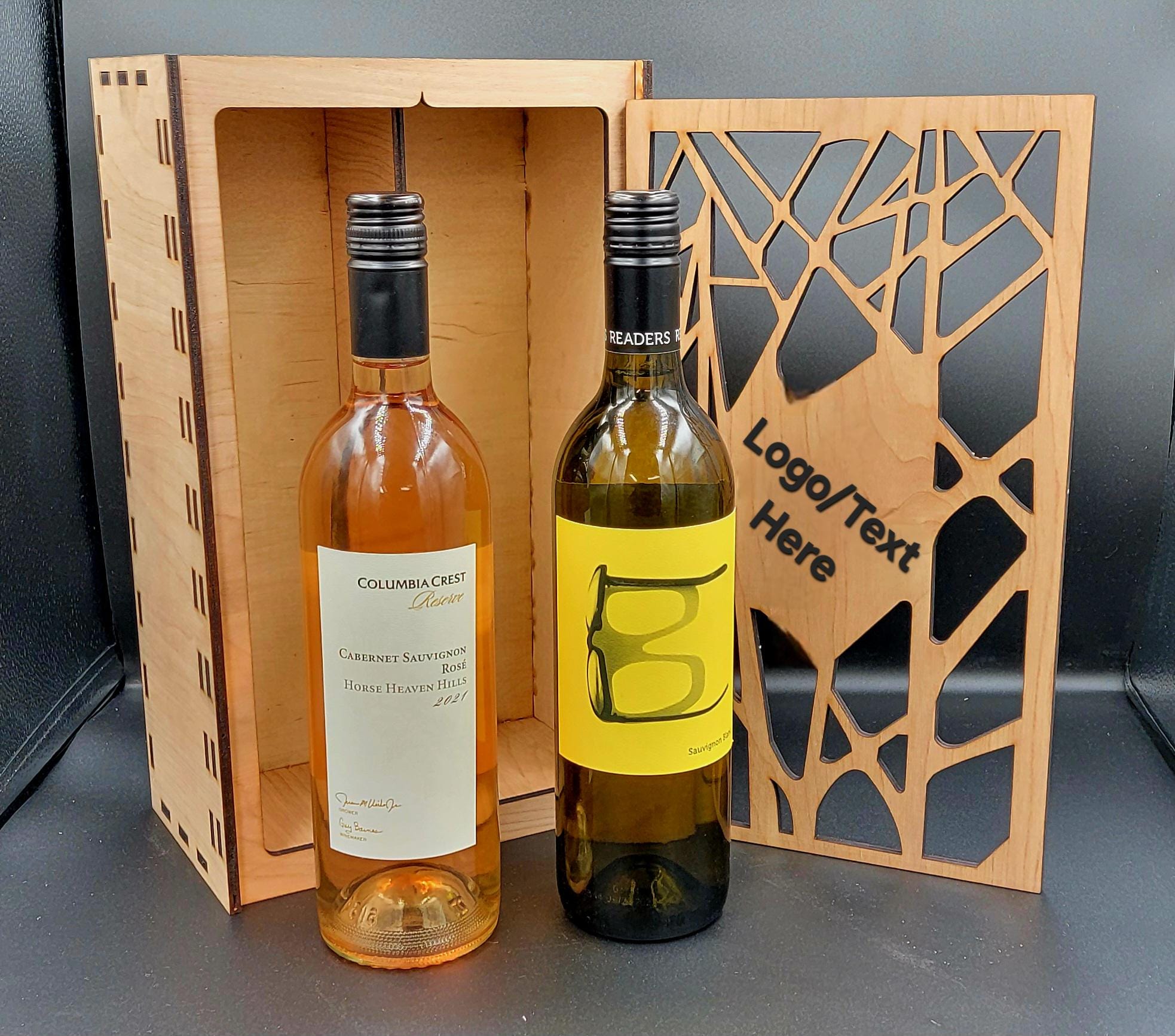 Double Wine Bottle Gift Box – Custom Engraved Wooden case