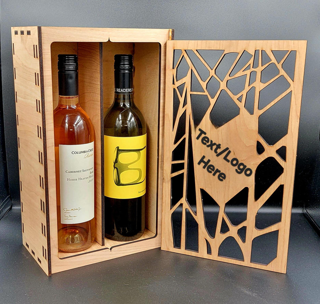 Double Wine Bottle Gift Box – Custom Engraved Wooden case