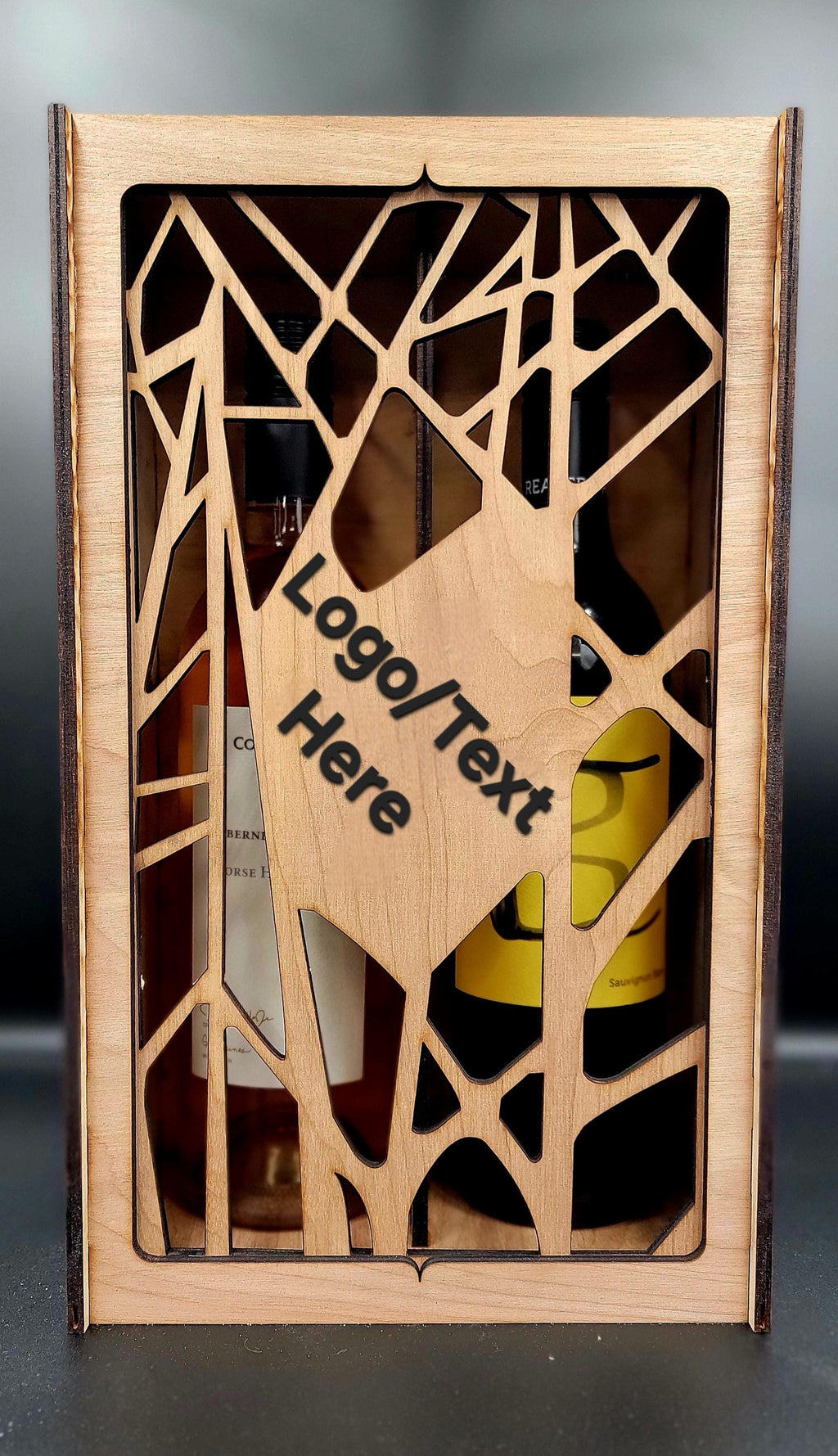 Double Wine Bottle Gift Box – Custom Engraved Wooden case
