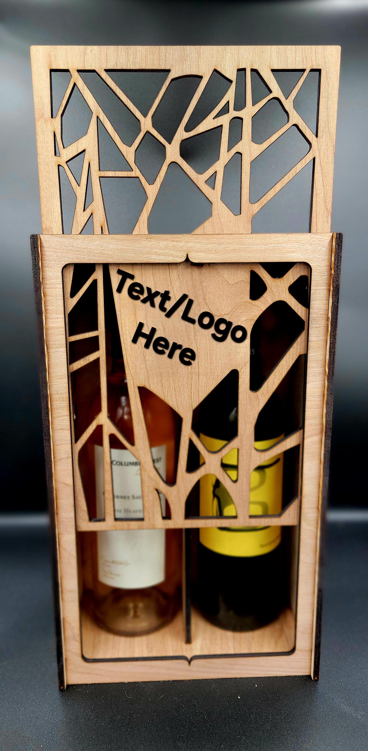 Double Wine Bottle Gift Box – Custom Engraved Wooden case