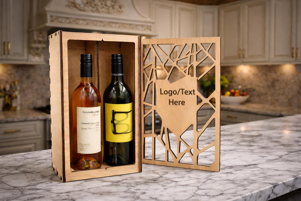 Double Wine Bottle Gift Box – Custom Engraved Wooden case