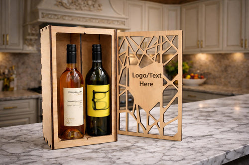 Double Wine Bottle Gift Box – Custom Engraved Wooden case