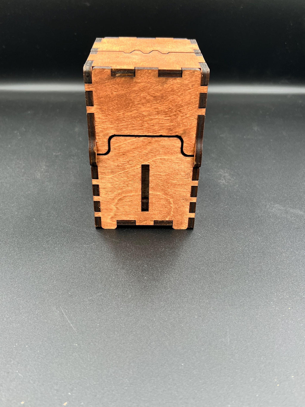 Geared Wooden Card Deck Box – Custom Engraved Playing Card Case