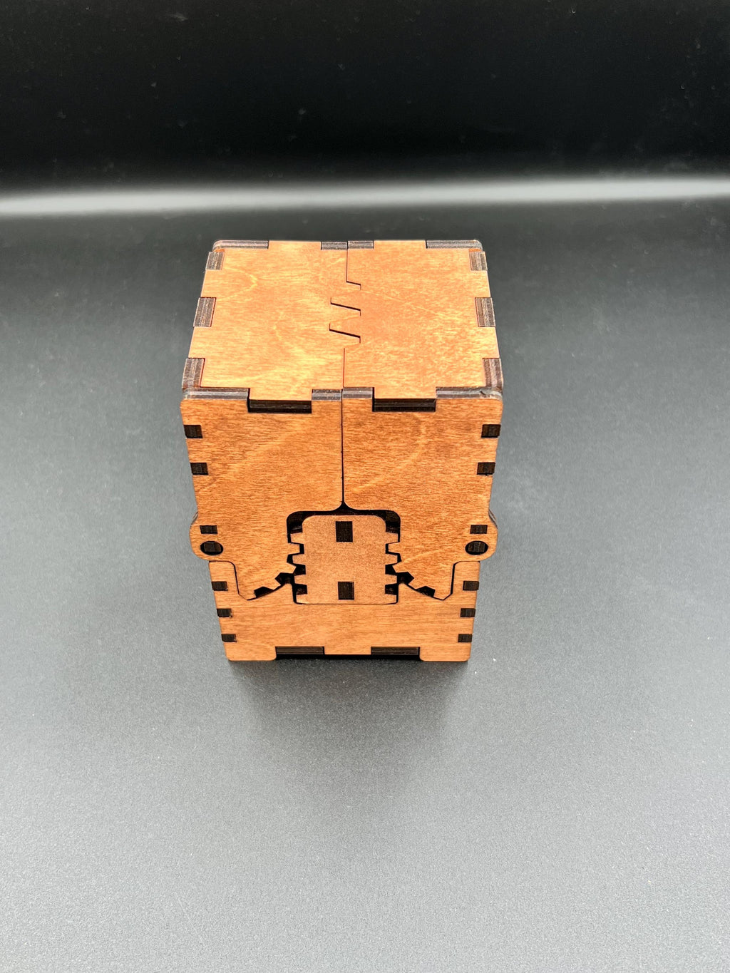 Geared Wooden Card Deck Box – Custom Engraved Playing Card Case