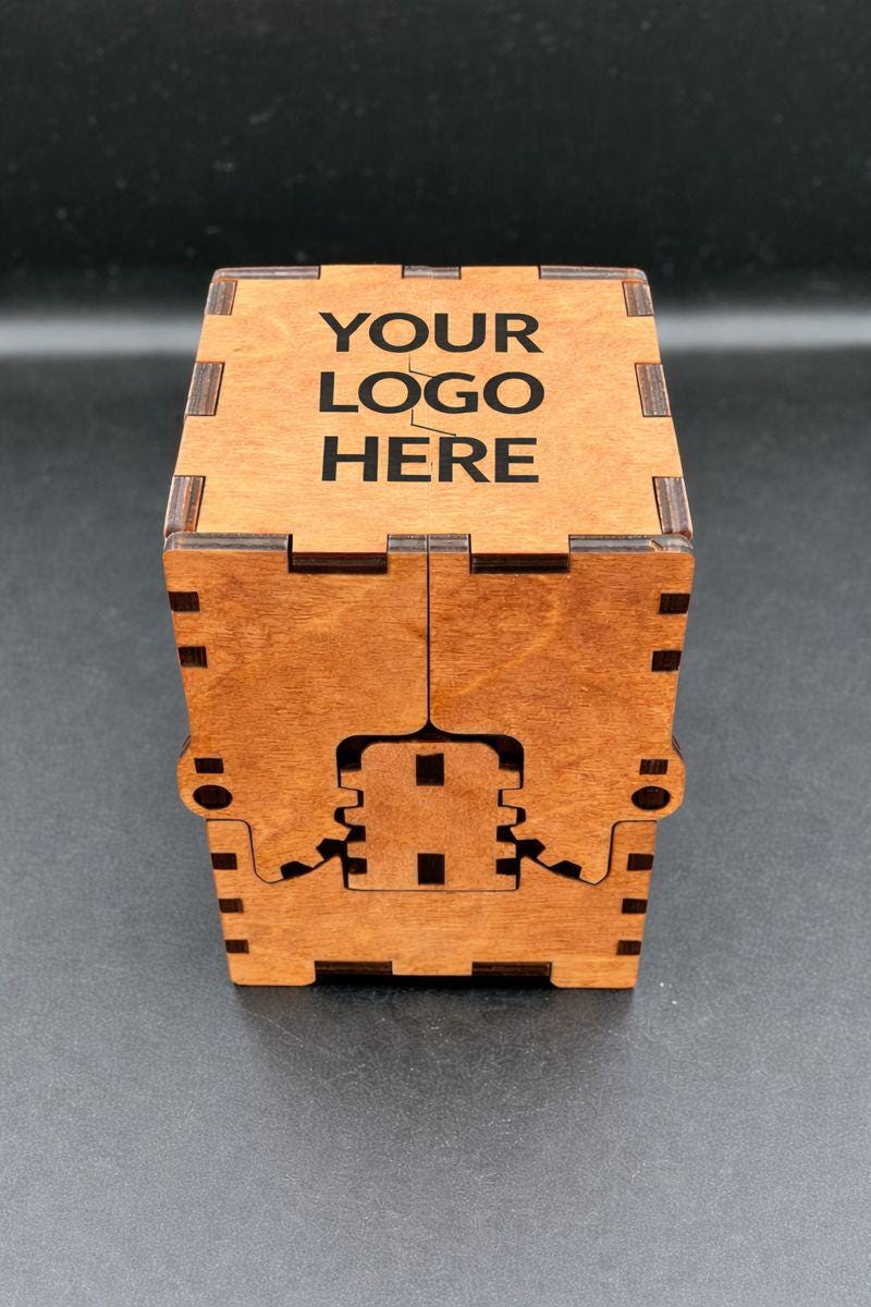 Geared Wooden Card Deck Box – Custom Engraved Playing Card Case