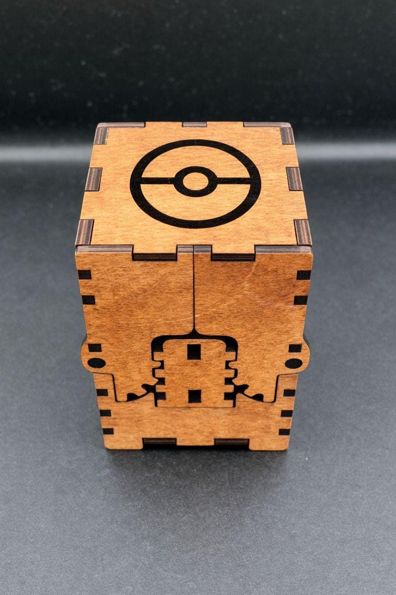 Geared Wooden Card Deck Box – Custom Engraved Playing Card Case