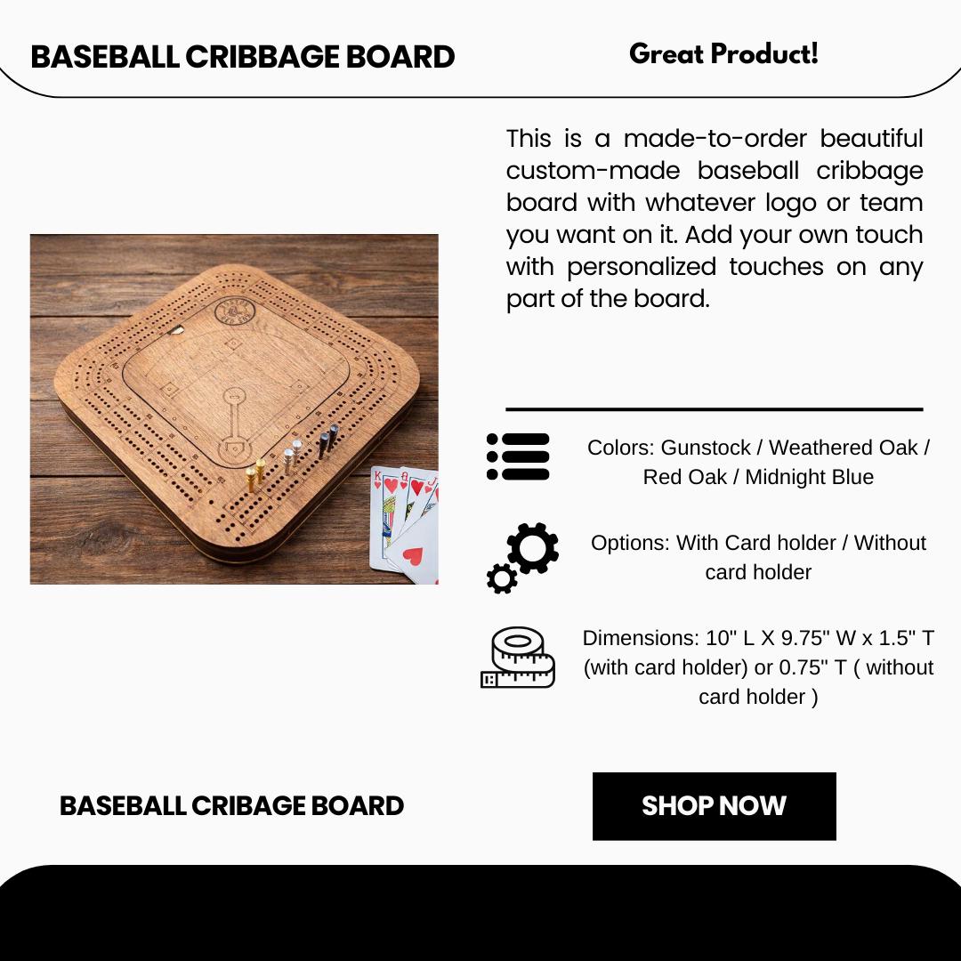 Baseball Cribbage Board: Personalized Team Logo Gift