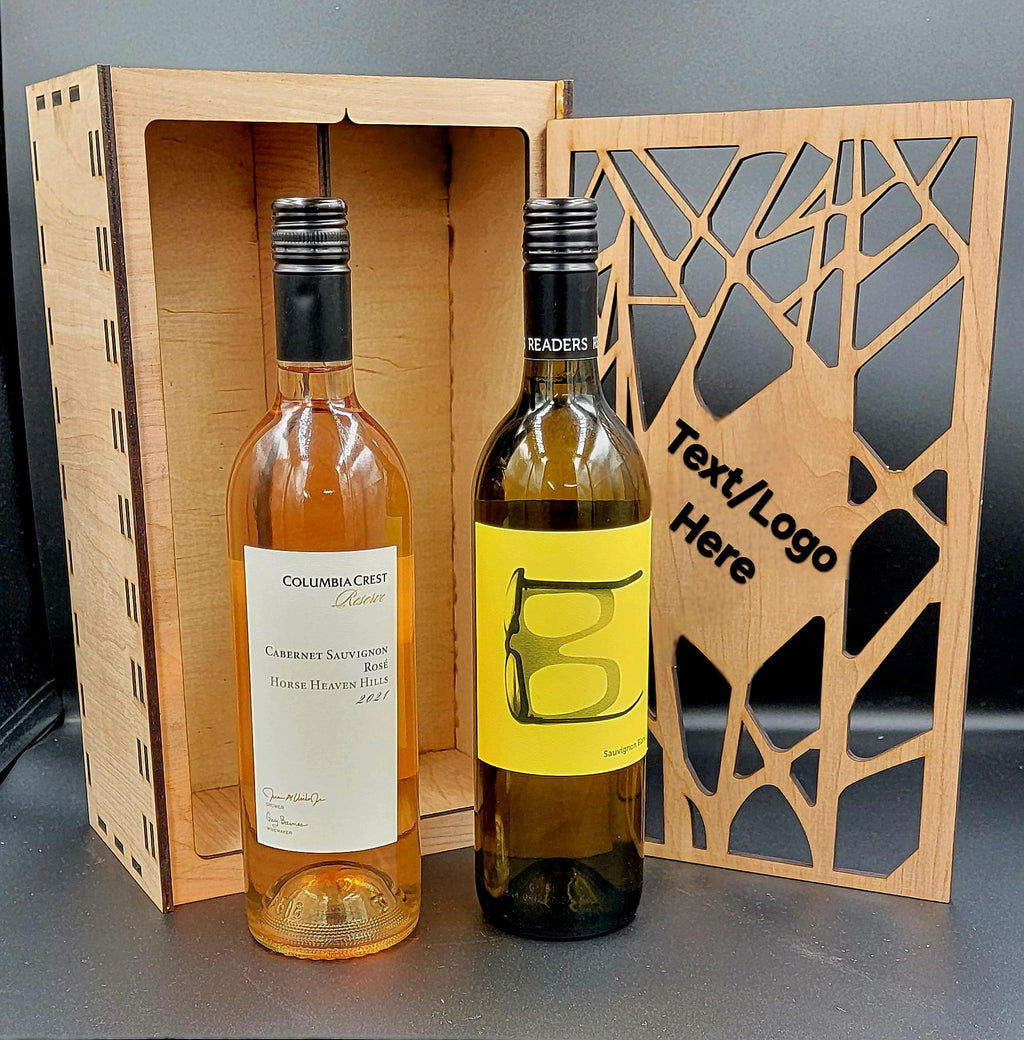Double Wine Bottle Gift Box – Custom Engraved Wooden case