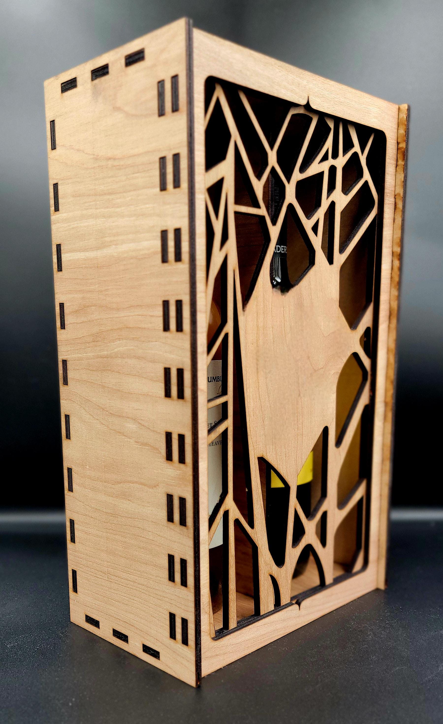 Double Wine Bottle Gift Box – Custom Engraved Wooden case