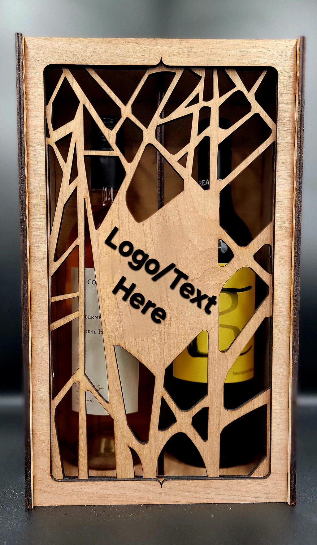 Double Wine Bottle Gift Box – Custom Engraved Wooden case