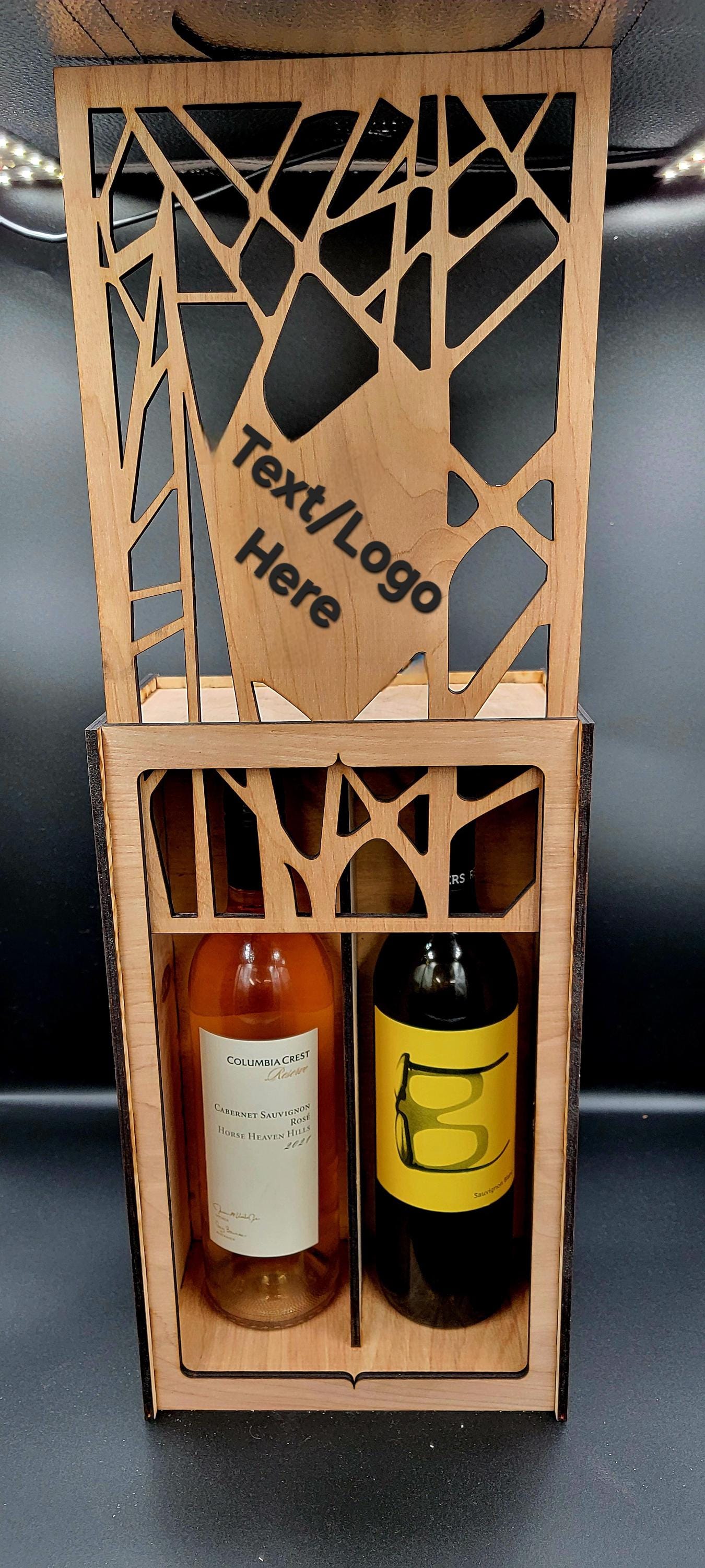 Double Wine Bottle Gift Box – Custom Engraved Wooden case