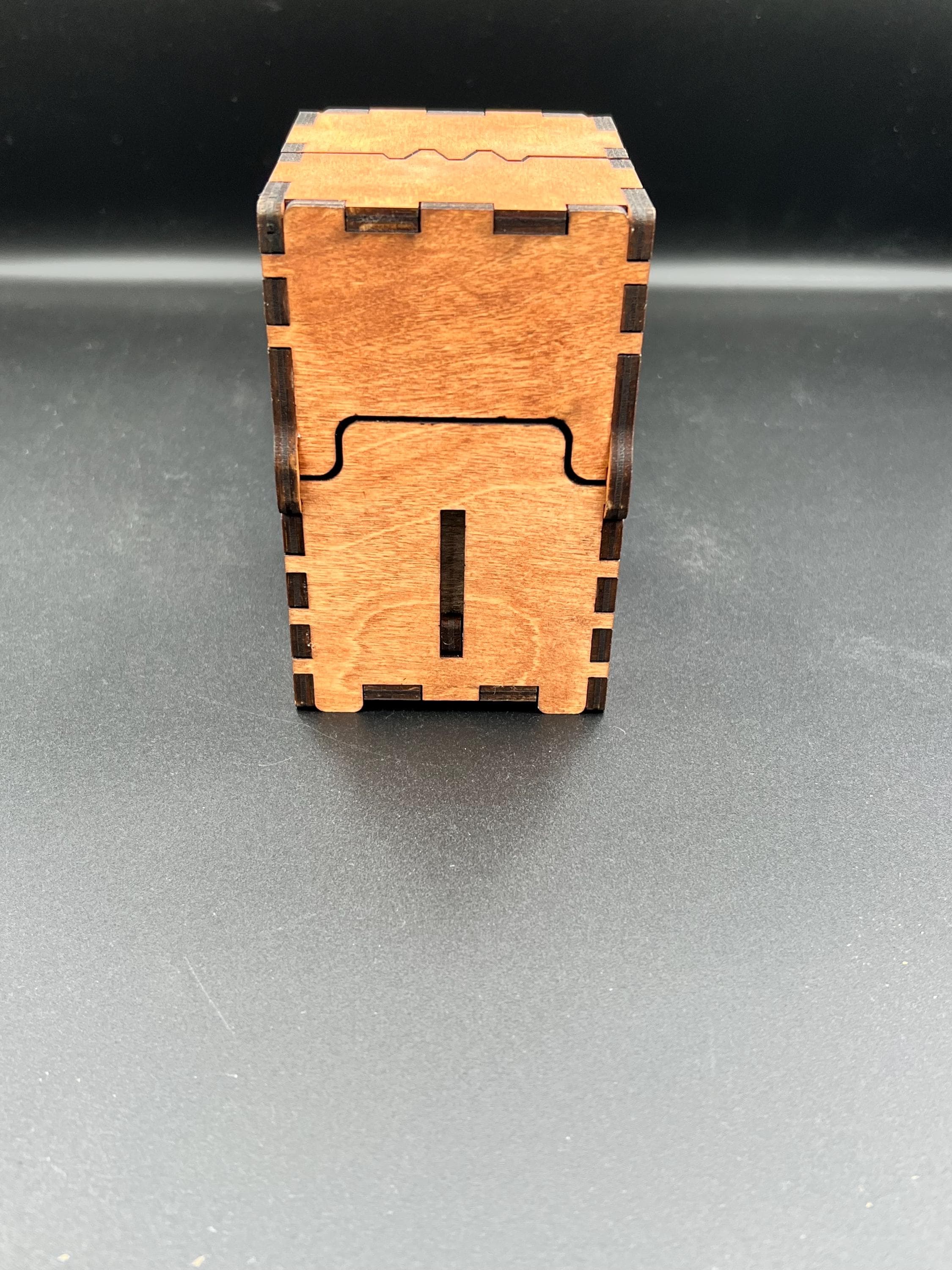 Geared Wooden Card Deck Box – Custom Engraved Playing Card Case