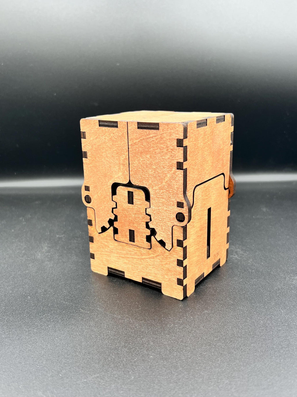 Geared Wooden Card Deck Box – Custom Engraved Playing Card Case