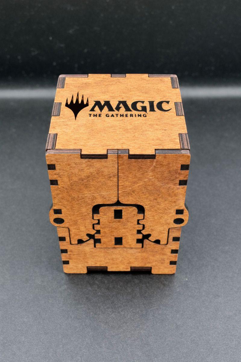 Geared Wooden Card Deck Box – Custom Engraved Playing Card Case