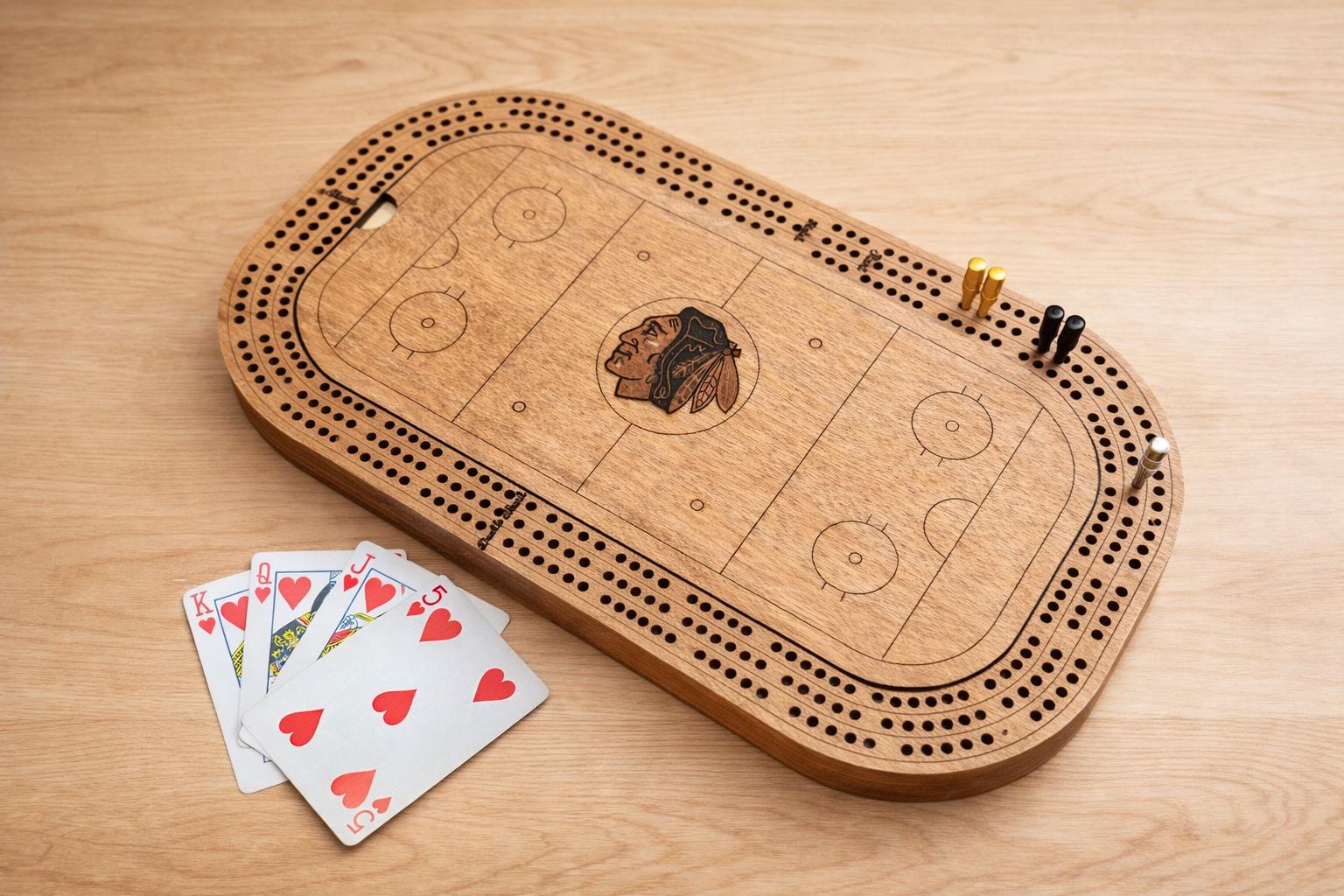 Hockey Cribbage Board: Personalized Team Logo Gift