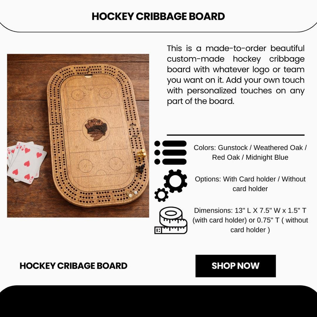 Hockey Cribbage Board: Personalized Team Logo Gift