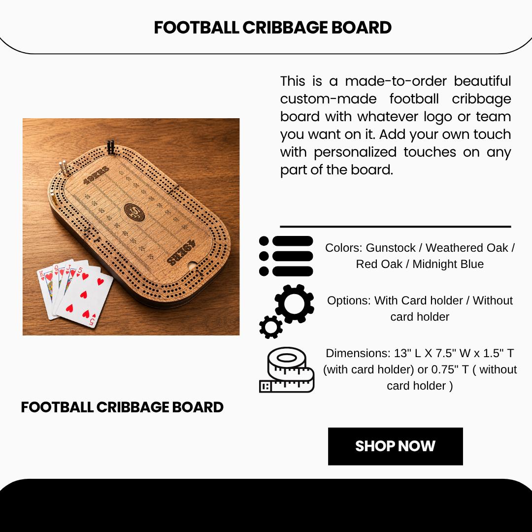 Football Cribbage Board: Personalized Team Logo Gift