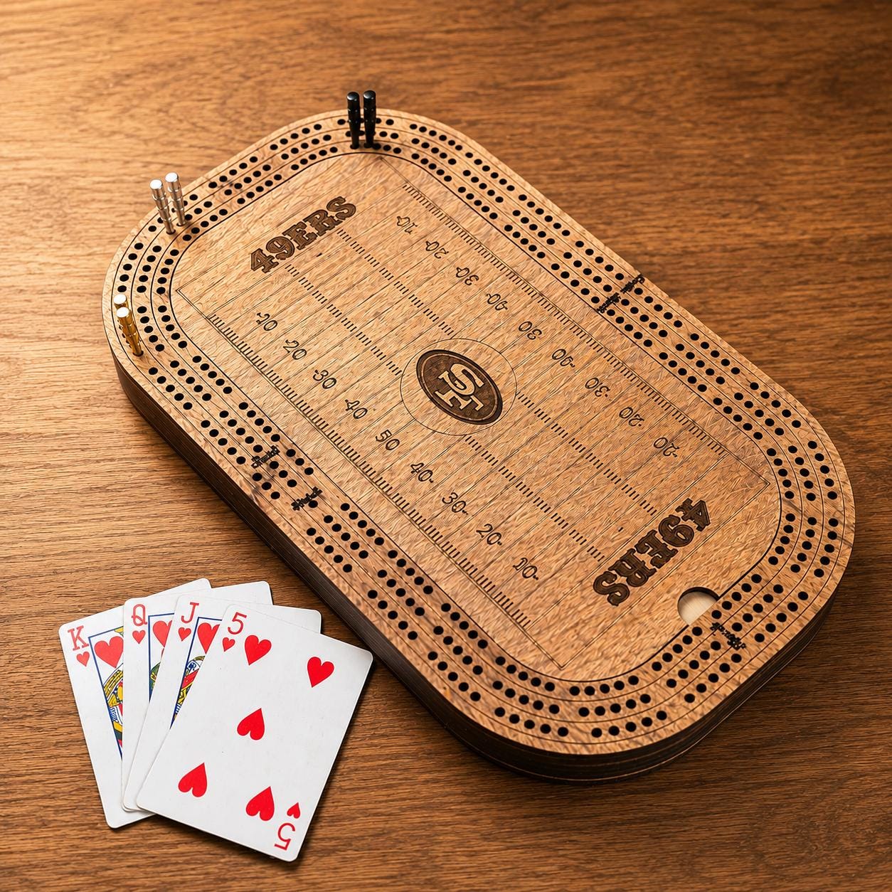 Football Cribbage Board: Personalized Team Logo Gift