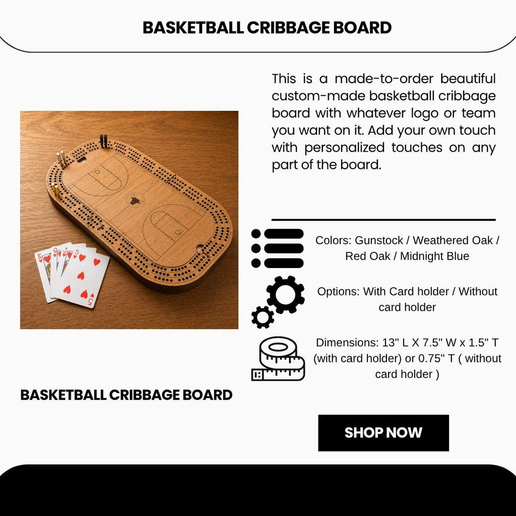 Basketball Cribbage Board: Personalized Team Logo Gift